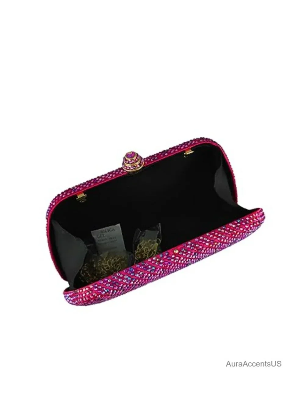 Mini Rhinestone Clutch Purse with Detachable Chain Straps